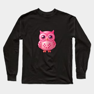 Cute Pink Owl waking up Long Sleeve T-Shirt